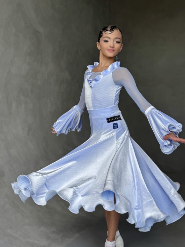 atelier sm dancer pose ruffled blue ballroom dress 2025